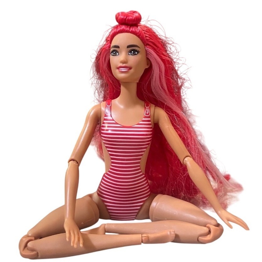 Barbie Pop Reveal Fruit Series Doll Red Hair Swimsuit Made To Move Watermelon - Picture 7 of 7